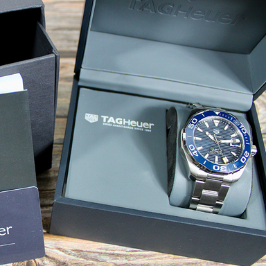 Tag Heuer Aquaracer Calibre 5 Blue Dial Silver Steel Strap Watch for Men - WAY201B.BA0927