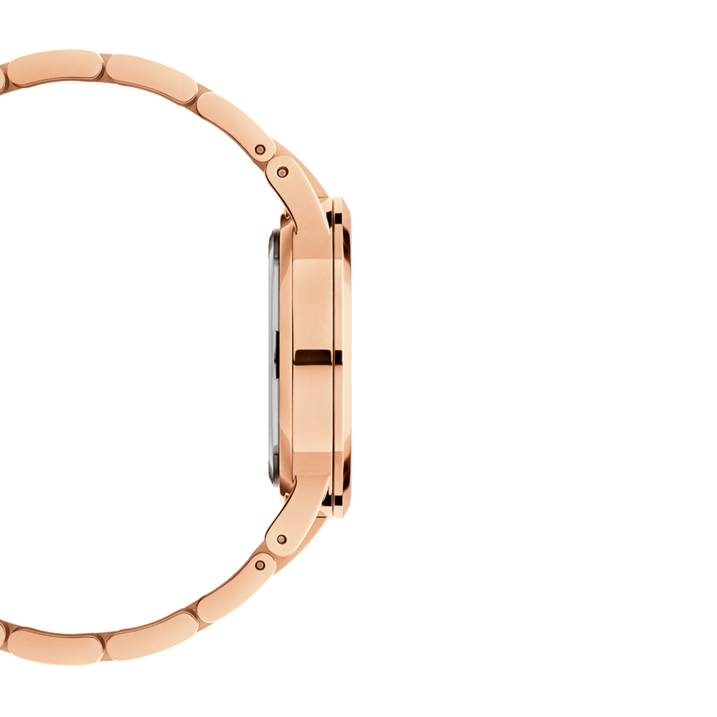 Daniel Wellington Iconic Link White Dial Rose Gold Steel Strap Watch For Women - DW00100211