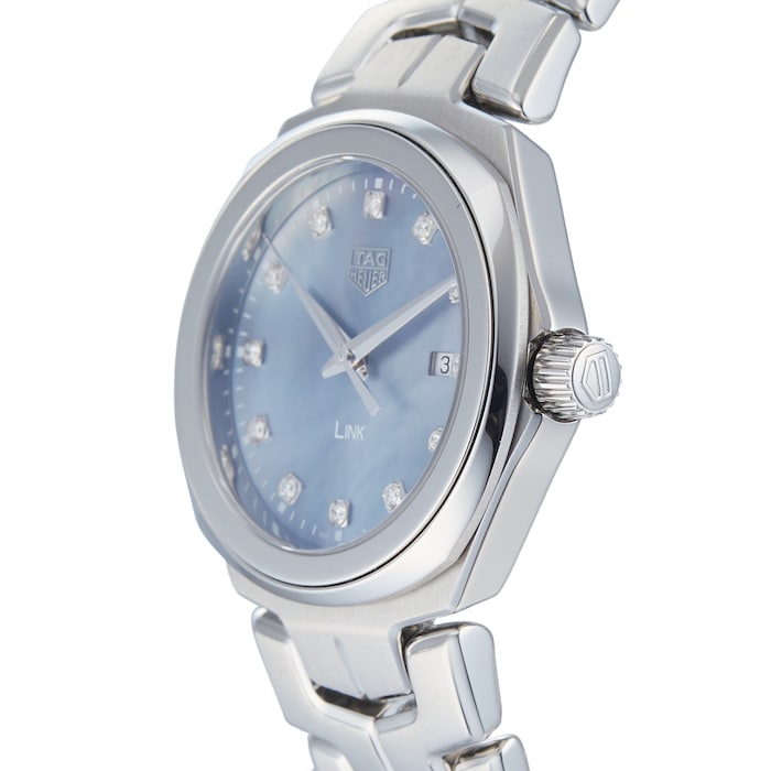 Tag Heuer Link Quartz Diamonds Blue Mother of Pearl Dial Silver Steel Strap Watch for Women - WBC1313.BA0600