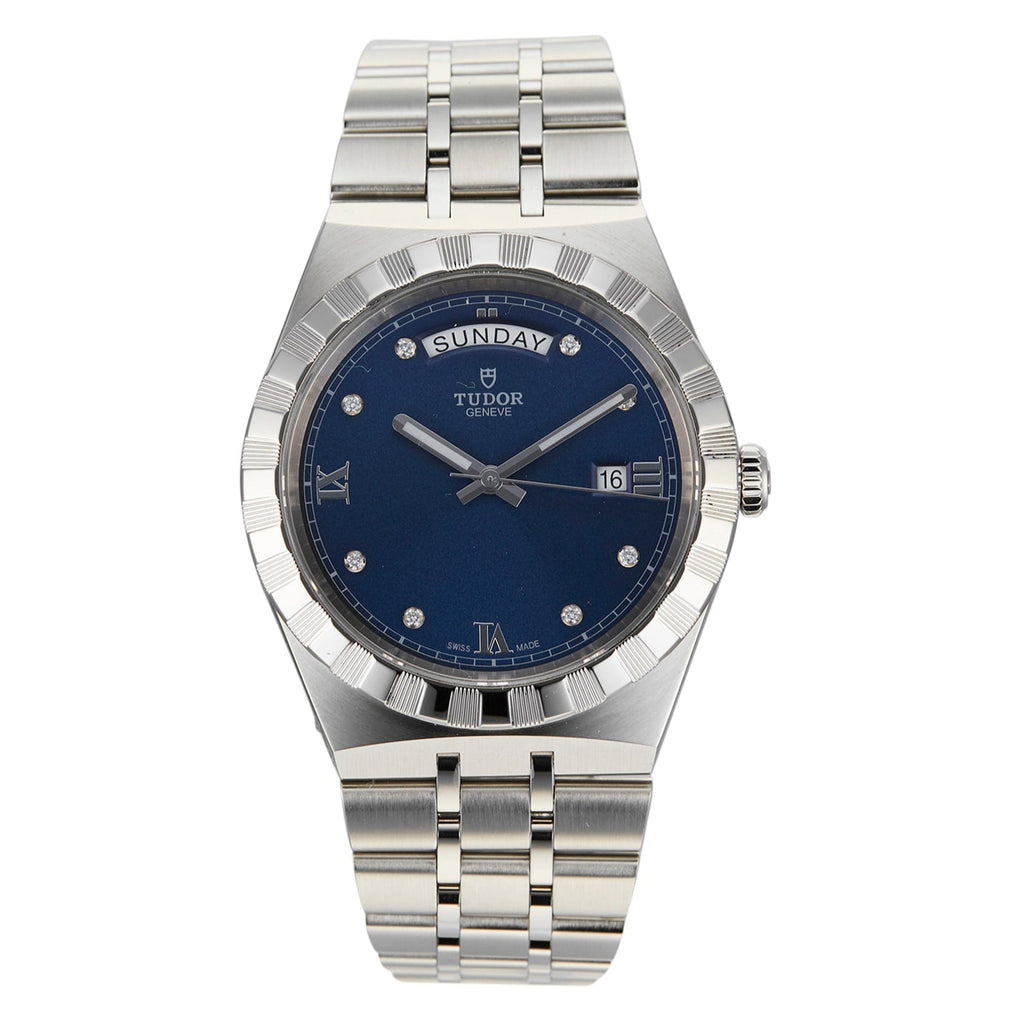 Tudor Royal Automatic Diamonds Blue Dial Silver Steel Strap Watch for Men - M28600-0006