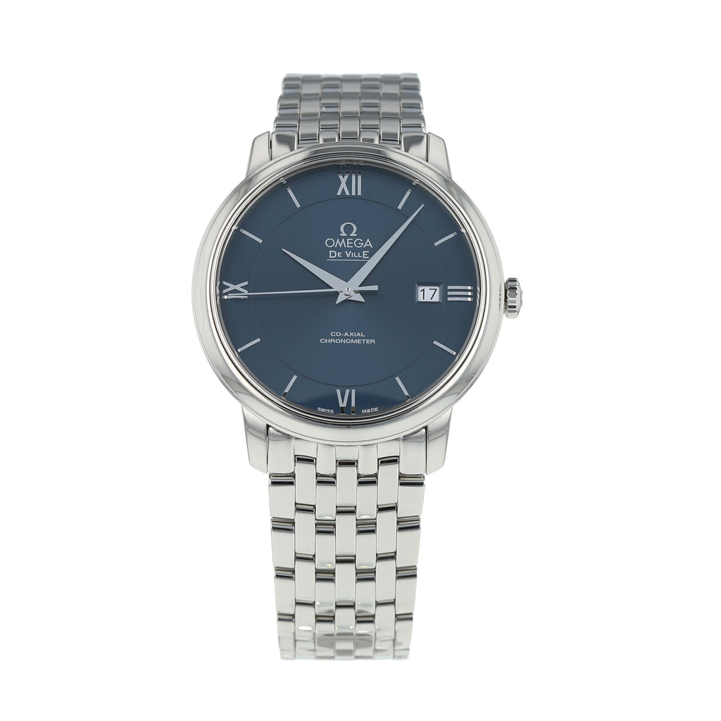 Omega De Ville Prestige Co-Axial Orbis Blue Dial Silver Steel Strap Watch for Men - 424.10.40.20.03.001