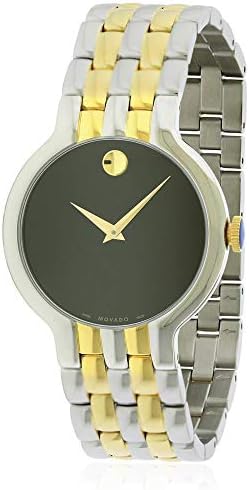 Movado Veturi Quartz Black Dial Two Tone Steel Strap Watch for Men - 0606932