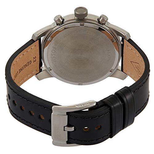 Fossil Pilot Chronograph Sky Blue Dial Black Leather Strap Watch for Men - FS5162