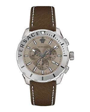 Versace Casual Chronograph Grey Dial Brown Leather Strap Watch for Men - VERG001-18