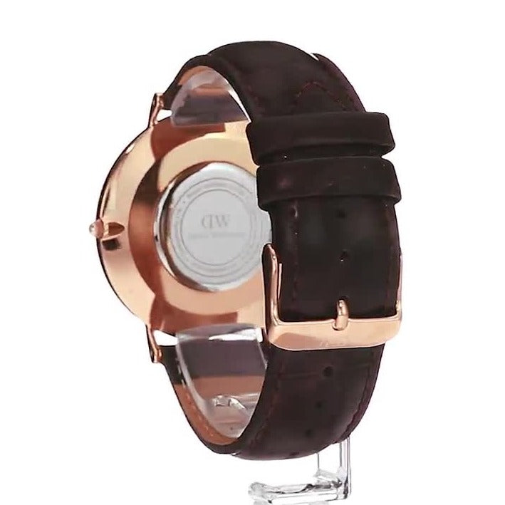 Daniel Wellington Classic York White Dial Brown Leather Strap Watch For Men - DW00100011