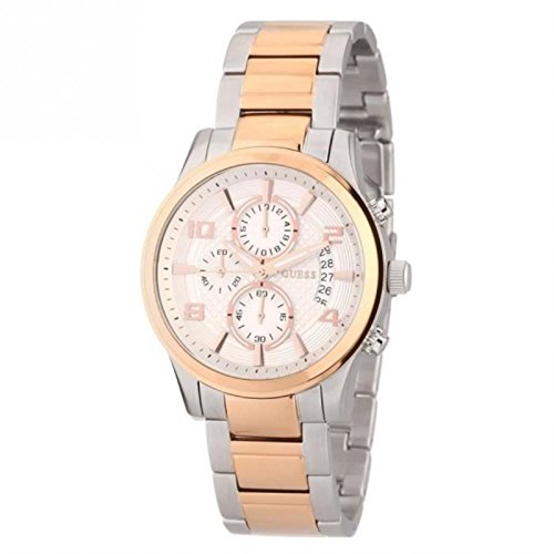 Guess Exec Chronograph White Dial Two Tone Steel Strap Watch for Men - W0075G2