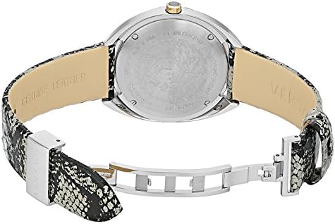 Versace Shadov Quartz Silver Dial Snakeskin Green Leather Strap Watch for Women - VEBM00718