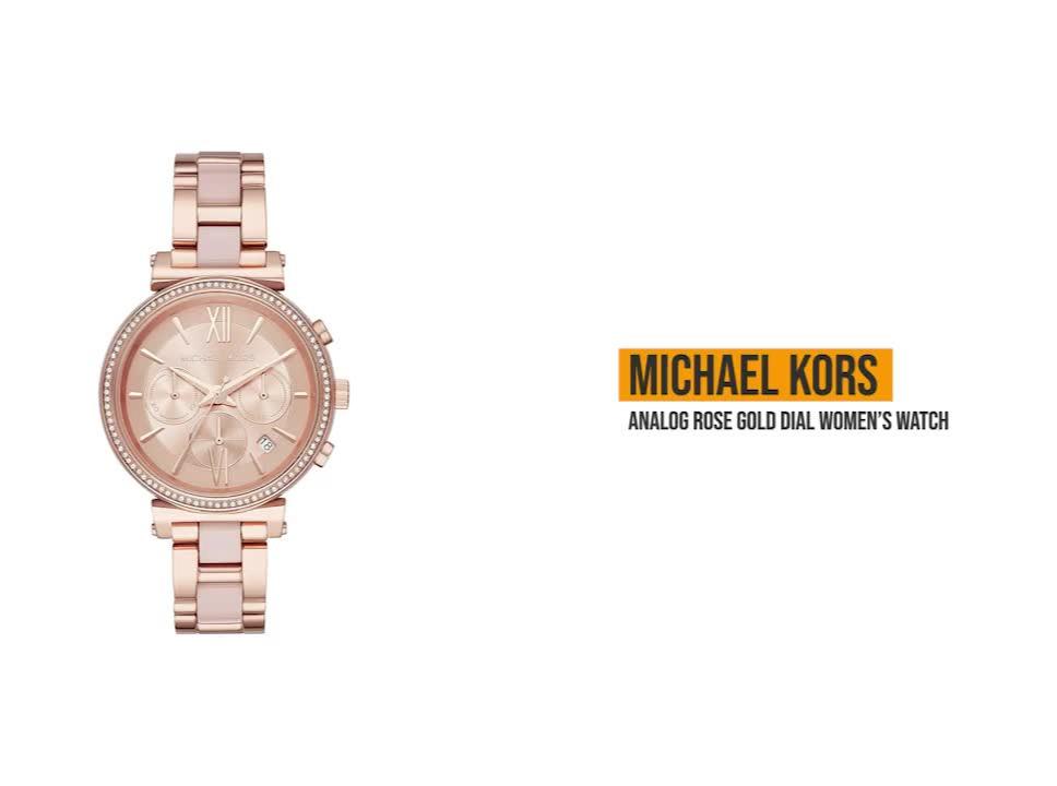 Michael Kors Sofie Chronograph Rose Gold Dial Rose Gold Steel Strap Watch For Women - MK6560
