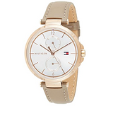 Tommy Hilfiger Angela Quartz Silver Dial Brown Leather Strap Watch for Women - 1782125