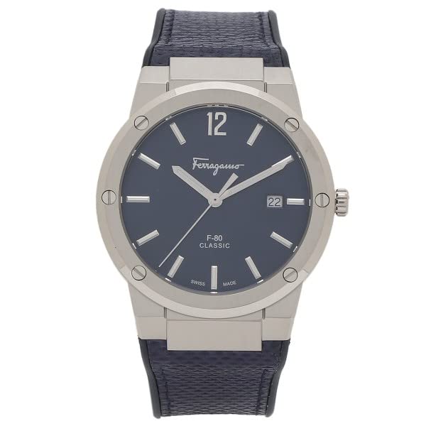 Salvatore Ferragamo F-80 Classic Blue Dial Blue Leather Strap Watch for Men - SFDT00719