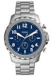 Fossil Bowman Chronograph Blue Dial Silver Steel Strap Watch for Men - FS5604