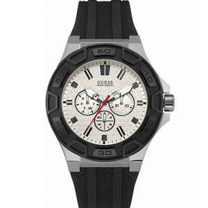 Guess Force Analog Quartz White Dial Black Rubber Strap Watch For Men - W0674G3