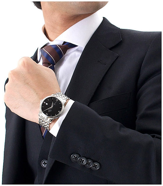 Omega De Ville Prestige Co-Axial Black Dial Silver Steel Strap Watch for Men - 424.10.40.20.01.001