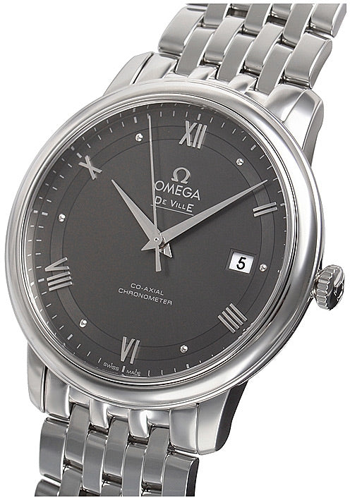 Omega De Ville Prestige Co-Axial Automatic Grey Dial Silver Steel Strap Watch for Men - 424.10.40.20.06.001