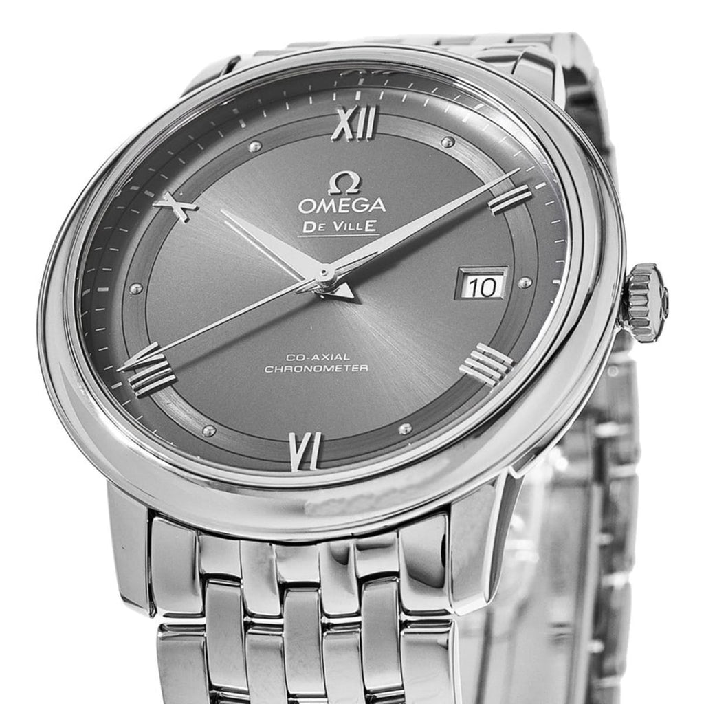Omega De Ville Prestige Co-Axial Automatic Grey Dial Silver Steel Strap Watch for Men - 424.10.40.20.06.001