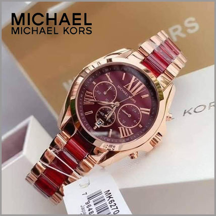 Michael Kors Bradshaw Burgundy Dial Two Tone Steel Strap Watch for Women - MK6270