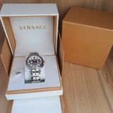 Versace Aion Chronograph White Dial Silver Steel Strap Watch for Men - VBR040017