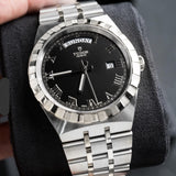 Tudor Royal Automatic Black Dial Silver Steel Strap Watch for Men - M28600-0003