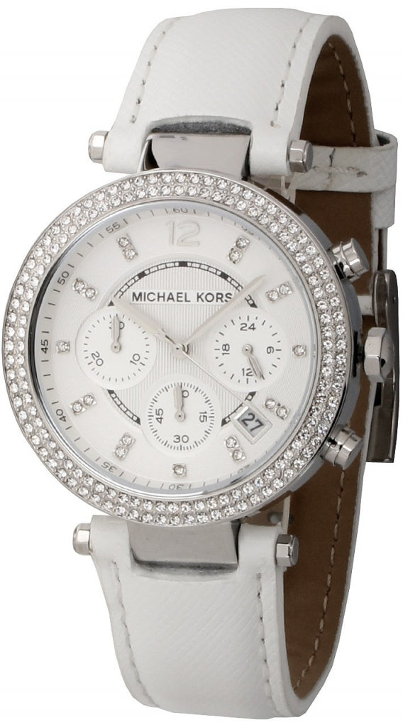 Michael Kors Parker White Dial White Leather Strap Watch for Women - MK2277