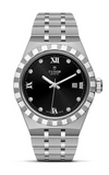 Tudor Royal Automatic Diamonds Black Dial Silver Steel Strap Watch for Men - M28600-0004