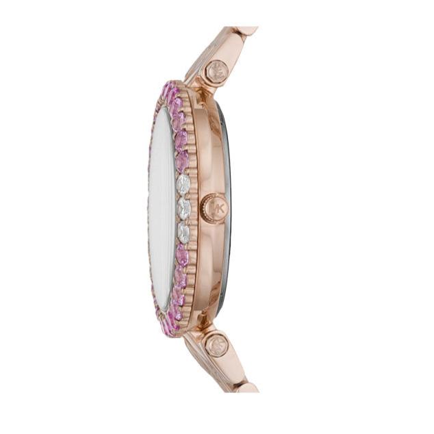 Michael Kors Darci Pave Silver Dial Rose Gold Steel Strap Watch For Women - MK4517