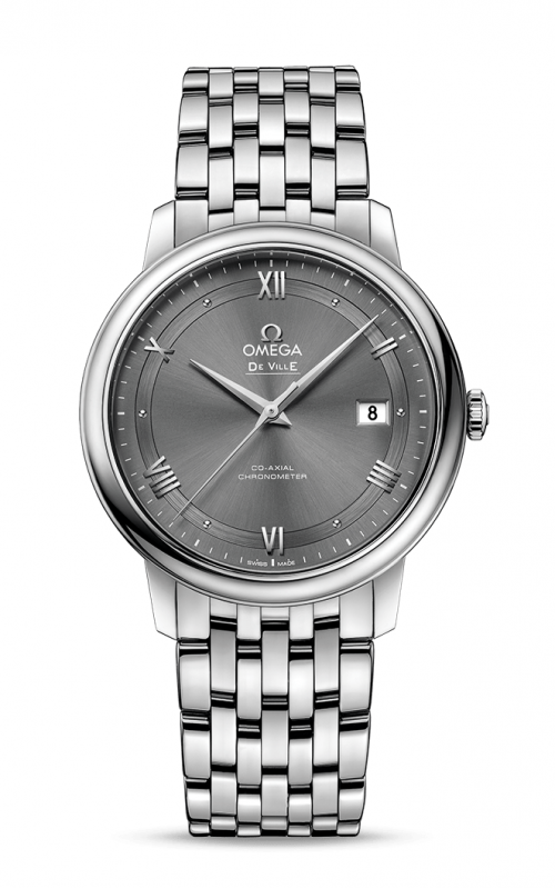 Omega De Ville Prestige Co-Axial Automatic Grey Dial Silver Steel Strap Watch for Men - 424.10.40.20.06.001