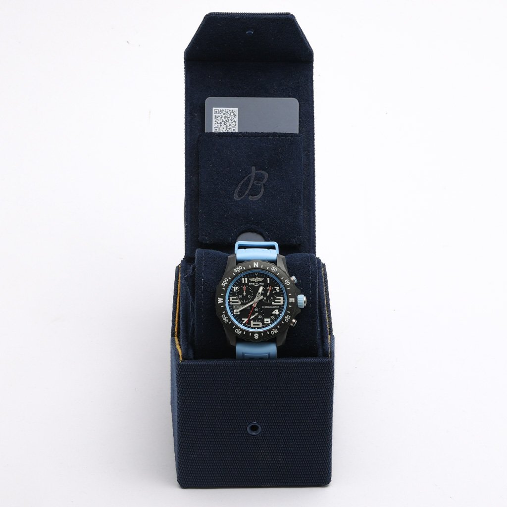 Breitling Endurance Pro Black Dial Light Blue Rubber Strap Watch for Men - X82310281B1S1