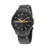 Armani Exchange Hampton Chronograph Black Dial Black Steel Strap Watch For Men - AX2121