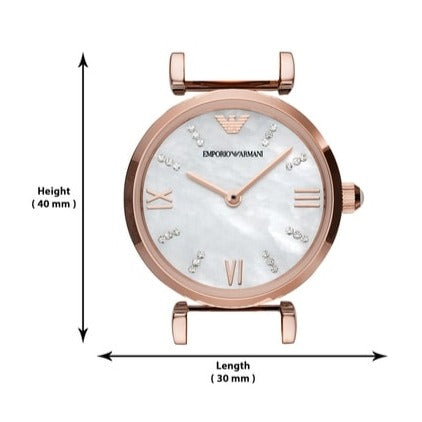 Emporio Armani Gianni T-Bar Mother of Pearl Dial Rose Gold Steel Strap Watch For Women - AR11316