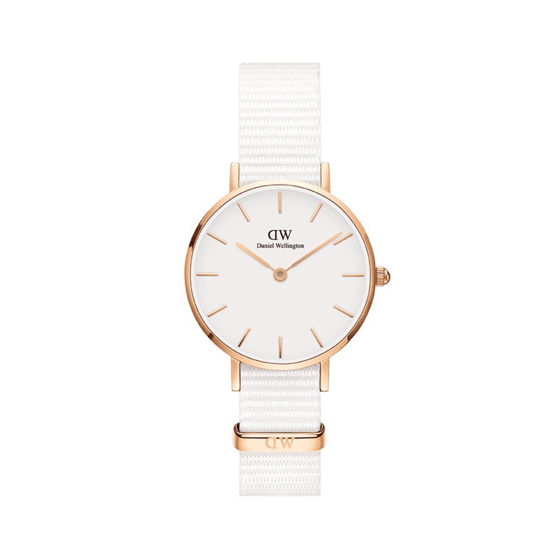 Daniel Wellington Classic Petite Dover White Dial White Nylon Strap Watch For Women - DW00100313