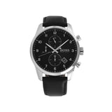 Hugo Boss Skymaster Black Dial Black Leather Strap Watch for Men - 1513782