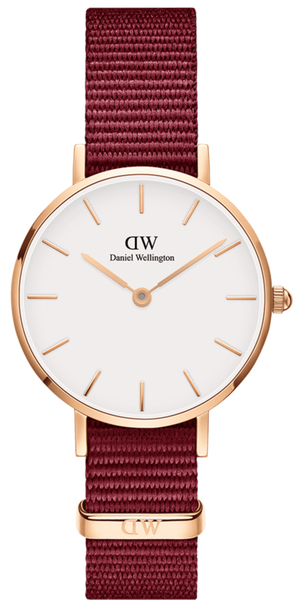 Daniel Wellington Roselyn 3A Petite White Dial Red NATO Strap Watch For Women - DW00100293