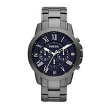 Fossil Grant Chronograph Blue Dial Grey Steel Strap Watch for Men - FS4831