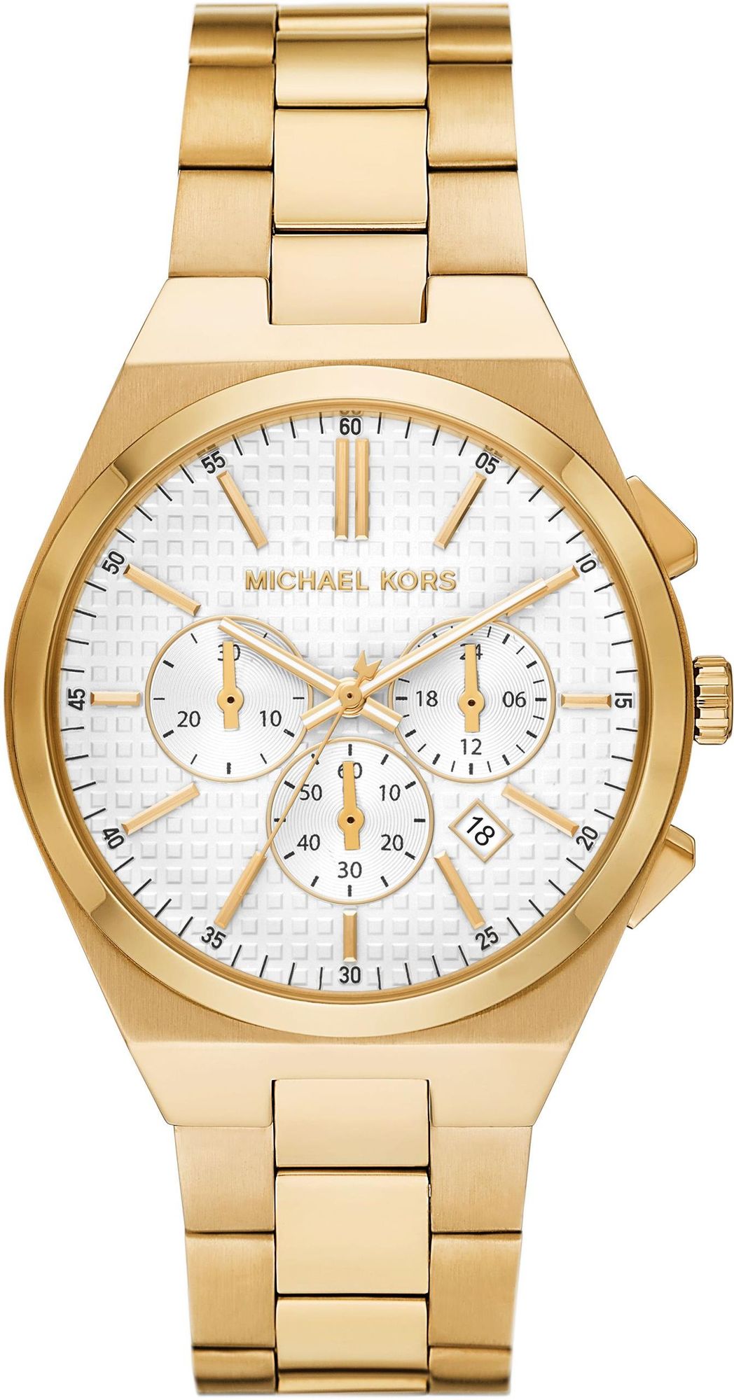 ミ*ビ様 YELLO Michael Kors Lennox Chronograph White Dial Gold Steel Strap Watch For