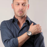 Maserati Triconic Chronograph White Dial Blue Leather Strap Watch For Men - R8871639001