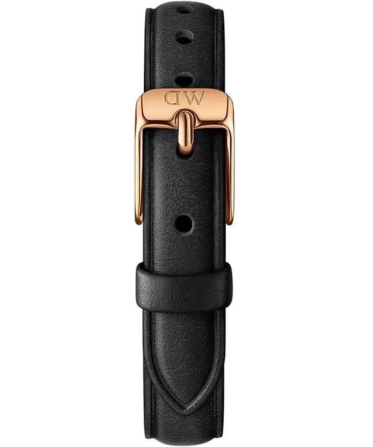 Daniel Wellington Quadro White Dial Black Leather Strap Watch For Women - DW00100434