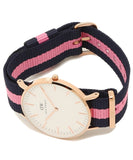 Daniel Wellington Classic Winchester White Dial Three Tone Nylon Strap Watch For Women - DW00100033