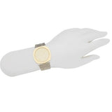 Gucci 25H Quartz Gold Dial Silver Steel Strap Watch for Women - YA163403