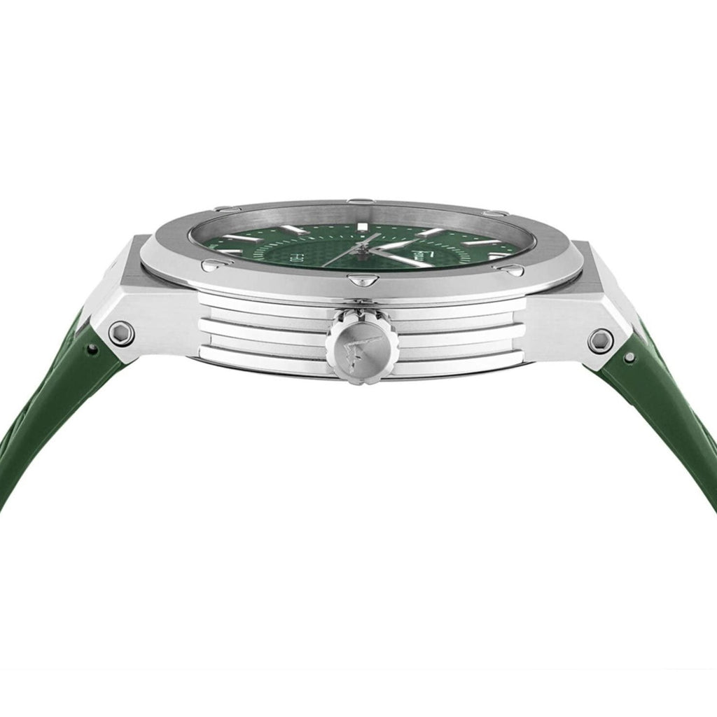 Salvatore Ferragamo F-80 Classic Green Dial Green Rubber Strap Watch for Men - SFHY02722