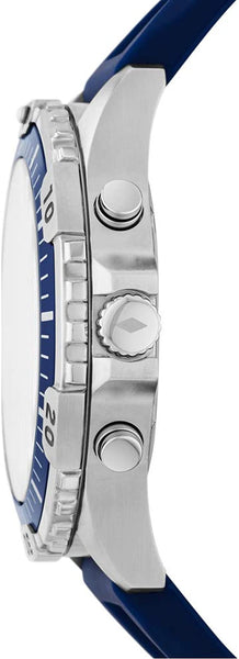 Fossil Garrett Chronograph Blue Dial Blue Rubber Strap Watch for Men - FS5709
