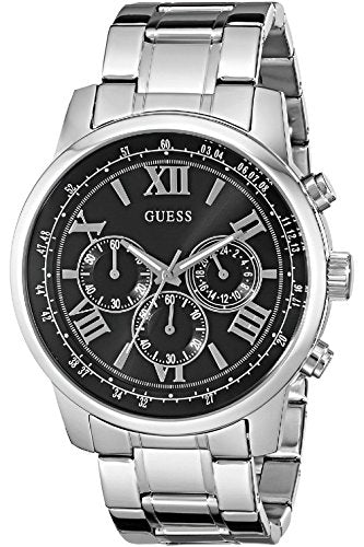 Guess Horizon Chronograph Quartz Black Dial Silver Steel Strap Watch For Men - W0379G1