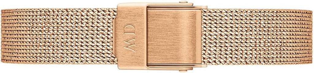 Daniel Wellington Petite Pressed Melrose Black Dial Rose Gold Mesh Strap Watch For Women - DW00100440