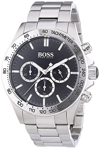Hugo Boss Ikon Black Dial Silver Steel Strap Watch for Men - 1512965