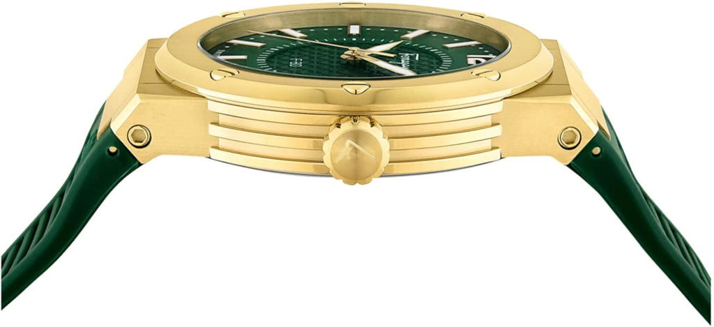 Salvatore Ferragamo F-80 Classic Green Dial Green Rubber Strap Watch for Men - SFHY02022