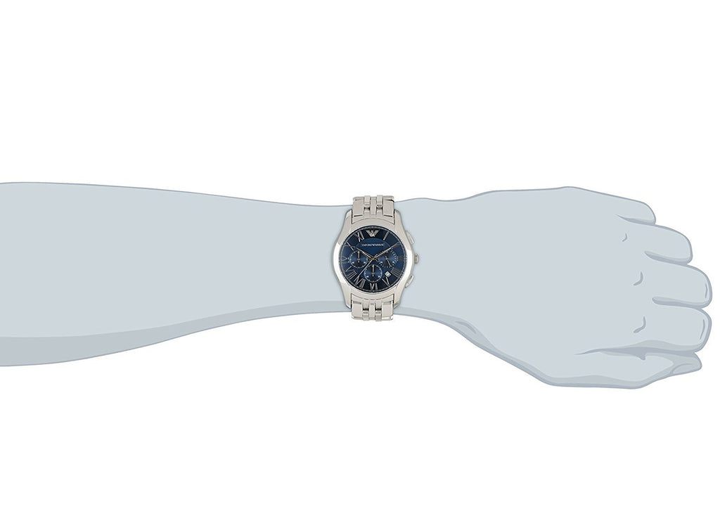Emporio Armani Luigi Chronograph Quartz Blue Dial Silver Steel Strap Watch For Men - AR1974