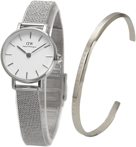 Daniel Wellington Classic Petite Sterling White Dial Silver Mesh Bracelet Watch for Women - DW00100442