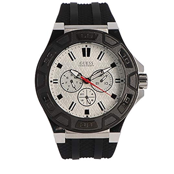 Guess Force Analog Quartz White Dial Black Rubber Strap Watch For Men - W0674G3