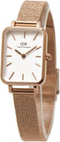Daniel Wellington Quadro Melrose White Dial Gold Mesh Strap Watch For Women - DW00100431