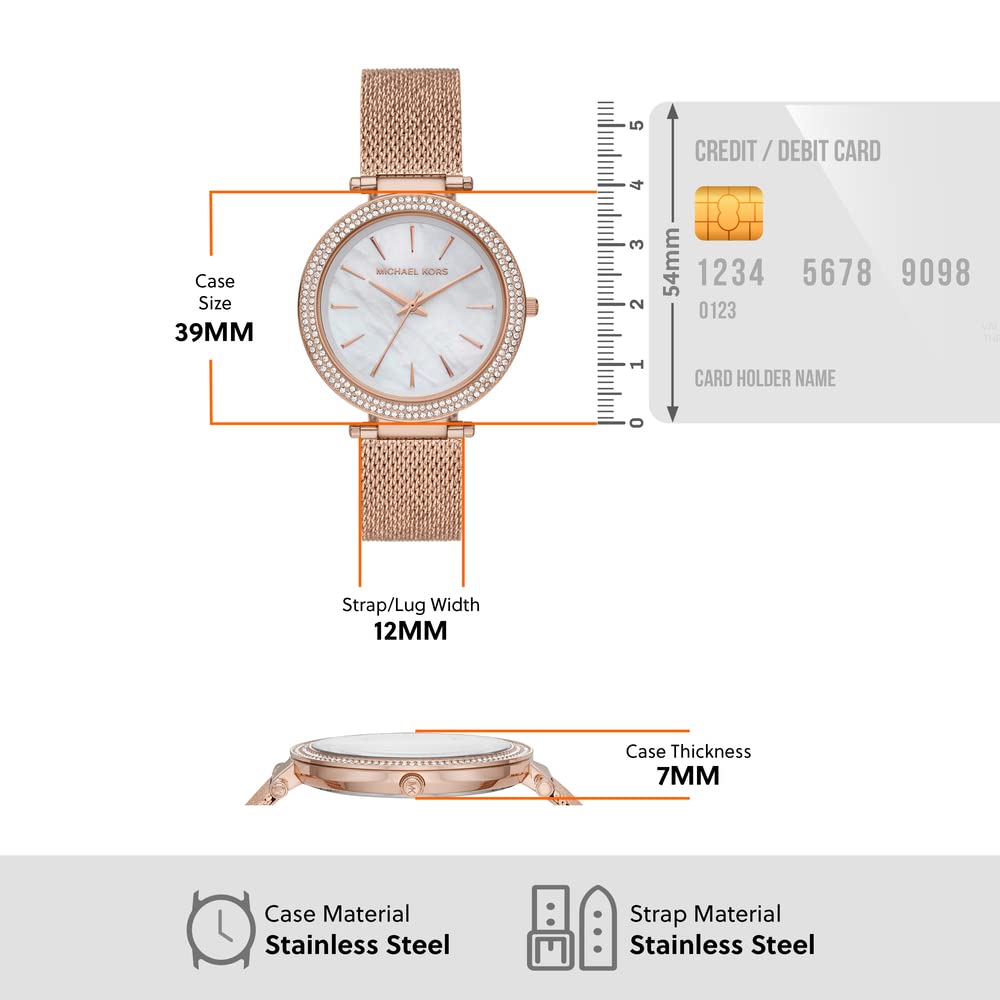 Michael Kors Darci Quartz Mother of Pearl White Dial Rose Gold Mesh Bracelet Watch For Women - MK4519