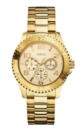 Guess BFF Multifunction Gold Dial Gold Steel Strap Watch for Men - W0231L2